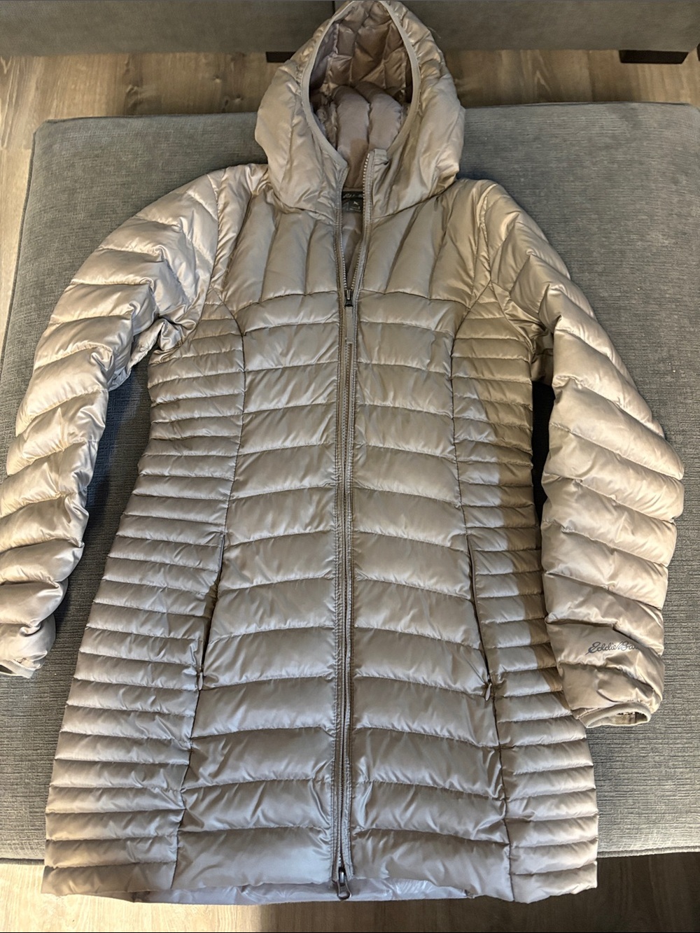 Eddie Bauer Quilted Hooded Puffer Coat - Light Taupe